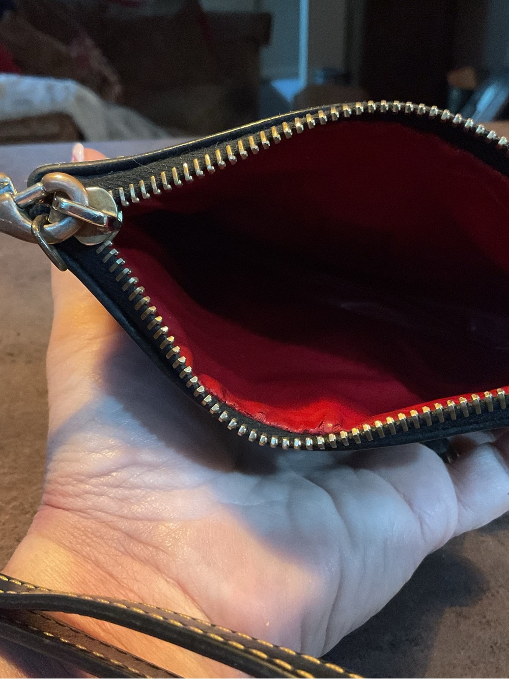 Dooney & Bourke Navy Blue and Brown Wristlet Pouch - Picture 4 of 5